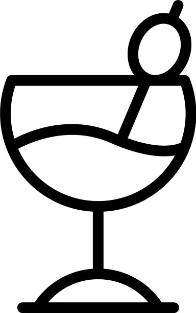 宽的鸡尾酒杯图标轮廓风格图片下载
