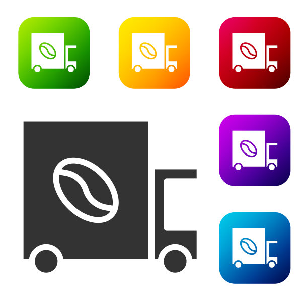 黑咖啡街头卡车机图标隔离图片下载