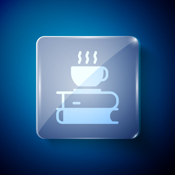 白色咖啡杯和书的图标孤立在蓝色图片下载