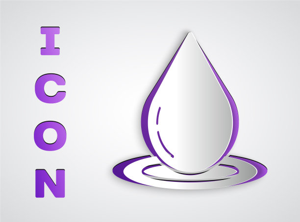 剪纸水滴图标孤立在灰色图片下载