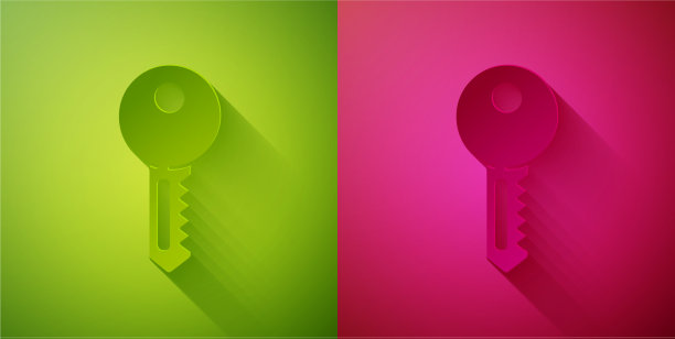 剪纸房子的关键图标隔离在绿色和图片下载