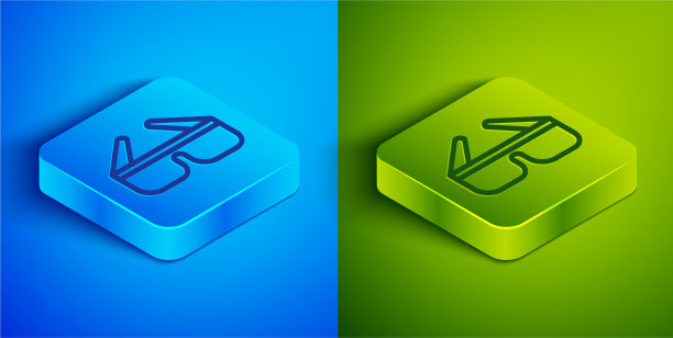 等距线3d电影眼镜图标孤立上图片下载