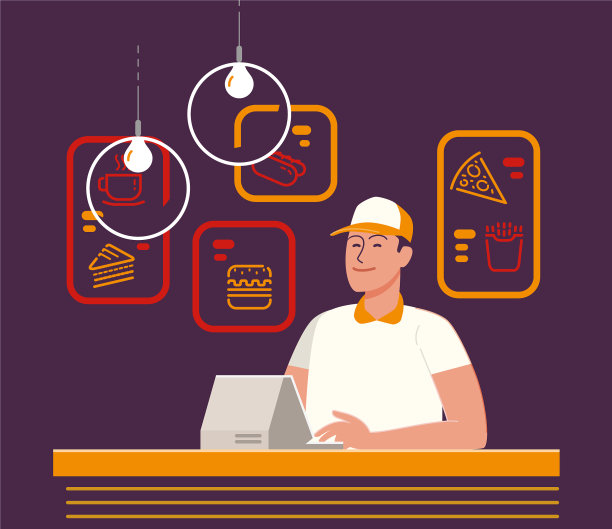 餐厅菜单咖啡厅食物服务卡通图片下载