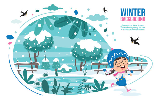 孩子们在冬天玩耍图片下载