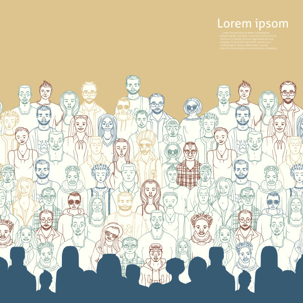 矢量背景的文字与手绘的人图片下载