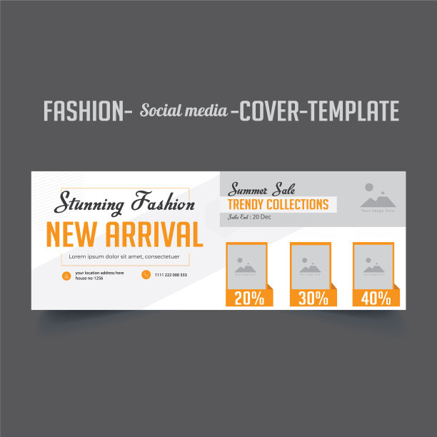 男士时尚社交媒体封面模板设计图片下载