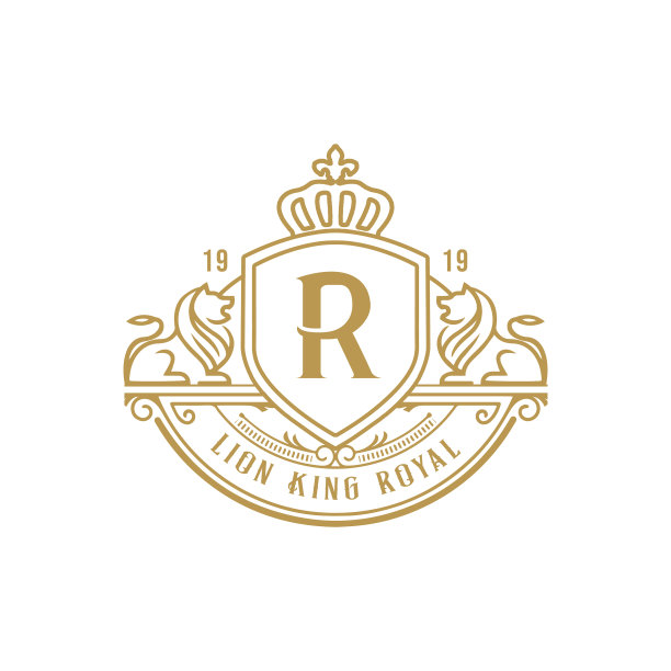 奢华的金色皇家狮子王标志设计灵感图片下载