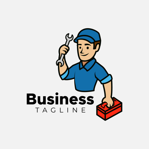 修理人吉祥物标志模板图片下载