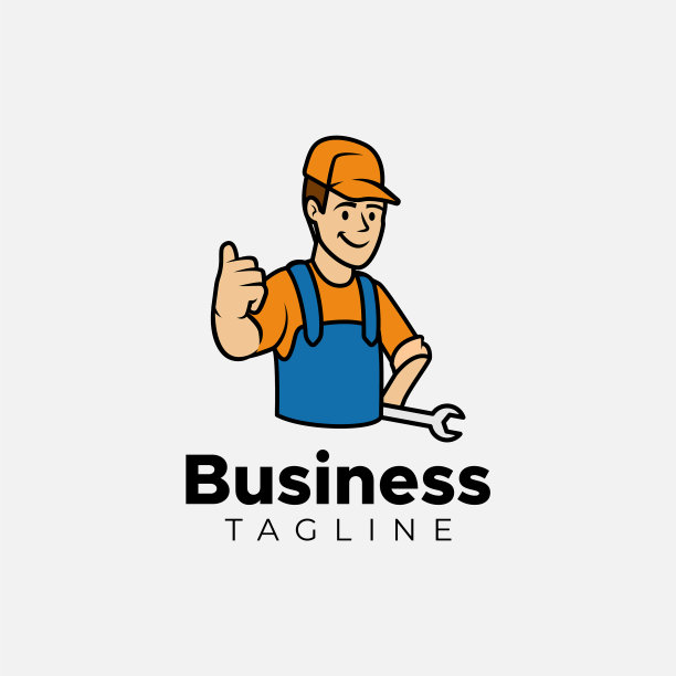 修理人吉祥物标志模板图片下载