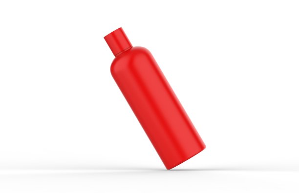 红色化妆品瓶模型霜，肥皂，泡沫，洗发水，乳液，凝胶。化妆品上孤立的白色背景，3d插图图片下载