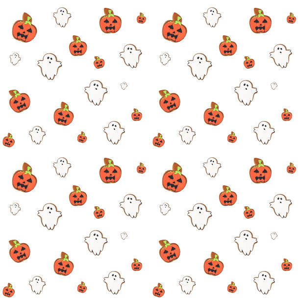 鬼和南瓜的创意图案在白色的背景。最小平。万圣节的概念。图片下载