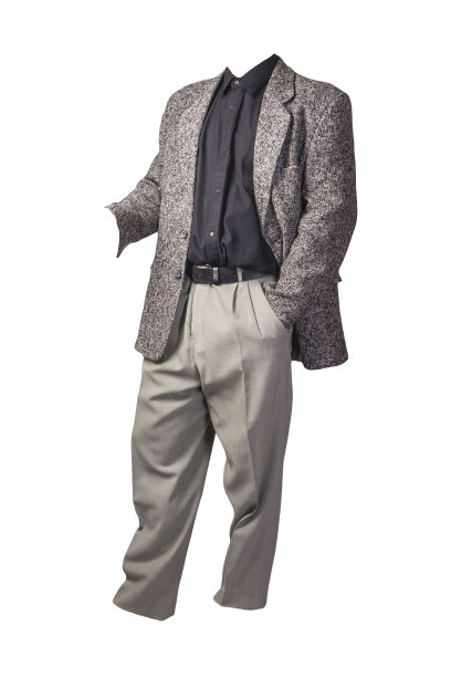 男性灰色夹克，衬衫和裤子孤立在白色背景。正式的西装图片下载