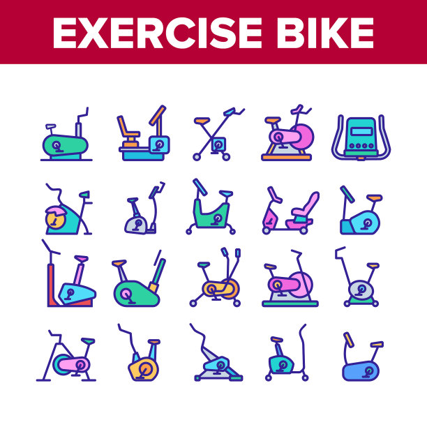 锻炼自行车运动收集图标集图片下载