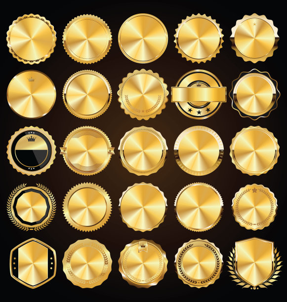 复古空黄金徽章和标签收集图片下载