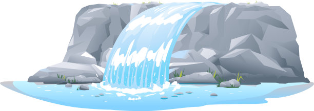 瀑布在侧视图孤立图片下载