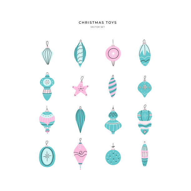 矢量束的各种圣诞树玩具图片下载