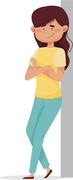 黑发女子，双臂交叉倚靠图片下载