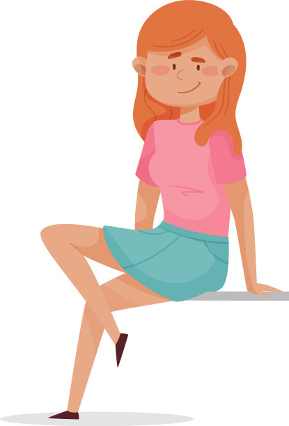 红发女性独自坐在户外图片下载