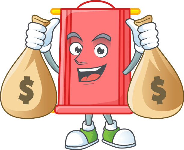 一幅带有两个钱袋的富有中国画卷图片下载