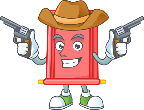 自信的中国红卷轴牛仔拿着枪图片下载