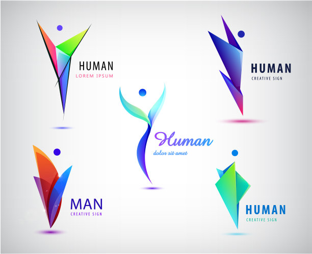 矢量集的人，人折纸，3d图标图片下载