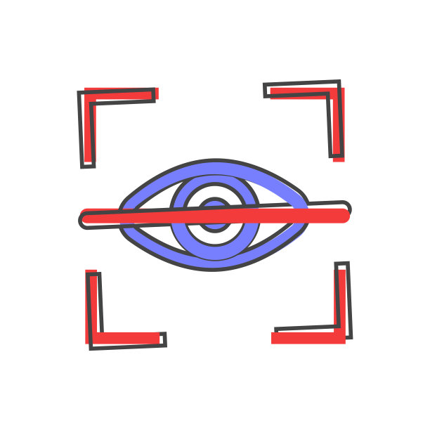 向量眼睛扫描图标卡通风格的白色孤立的背景。图片下载