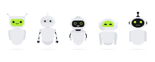 聊天机器人在平面风格的集合。聊天信使图标。支持或服务图标。支持服务机器人。在线咨询。客户服务，支持，助理。聊天机器人或人工智能网络图片下载