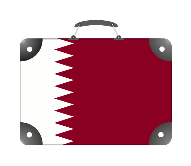 白色背景上旅行箱样式的卡塔尔国旗图片下载