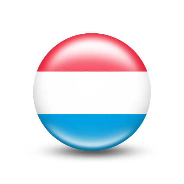 卢森堡国旗在球与白色阴影图片下载