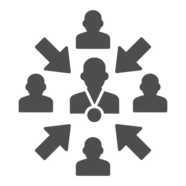 组的人与领导和箭头固体图标图片下载