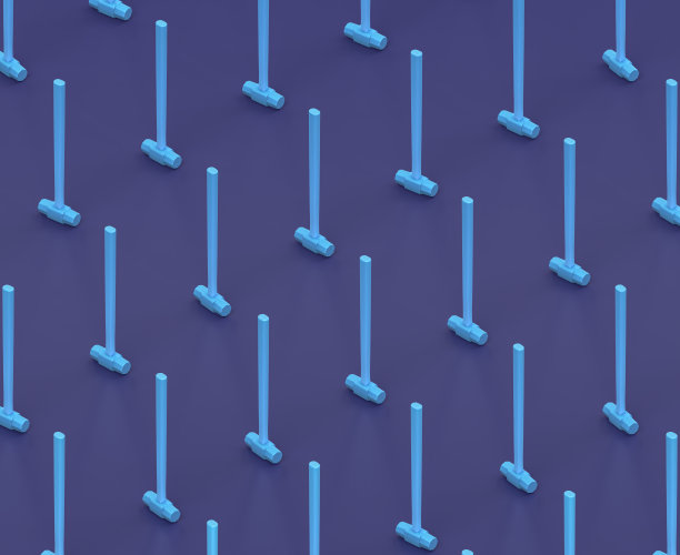 蓝色背景上的等距大锤，单色车间工具，3d渲染图片下载