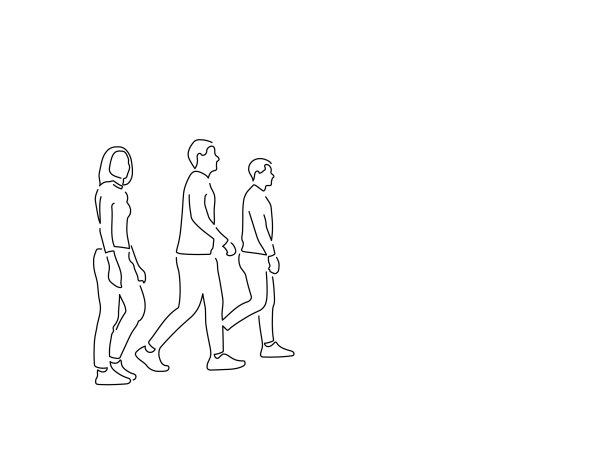 人们孤立的画线行走图片下载