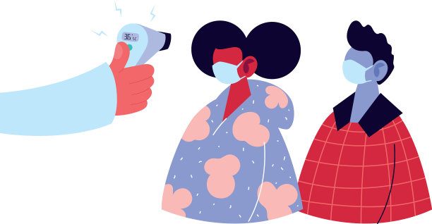 手拿温度计枪检查人员和图片下载