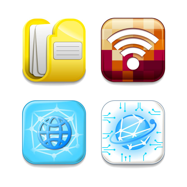 设置抽象集合图标符号标志文件夹网络Wifi阴影标识矢量设计风格图片下载