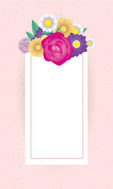 花装饰卡片模板与方形框架图片下载