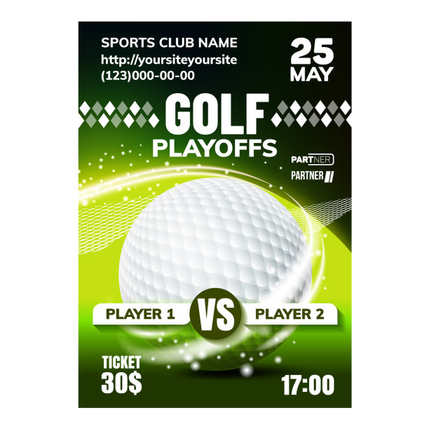 高尔夫运动场地地面事件传单横幅图片下载