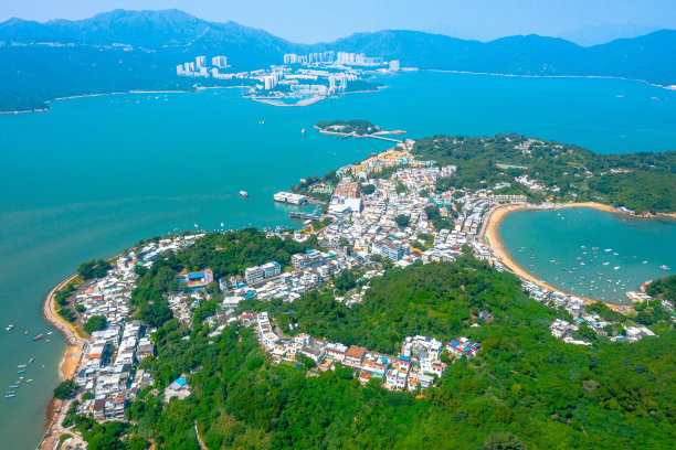 香港坪洲岛的无人机照片图片下载