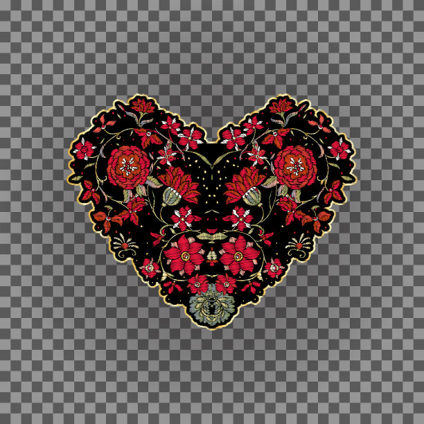 绣花心形的补丁图片下载