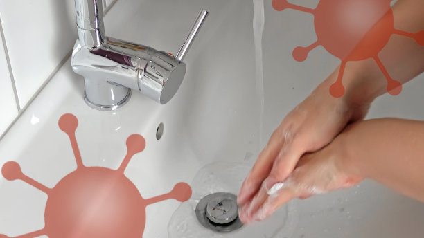 用肥皂清洁和洗手，预防新型冠状病毒肺炎的爆发图片下载