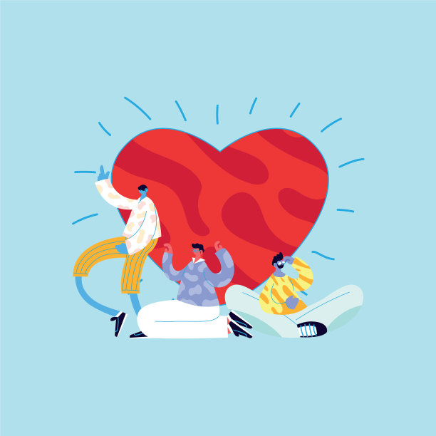 男人的卡通形象与心脏设计图片下载