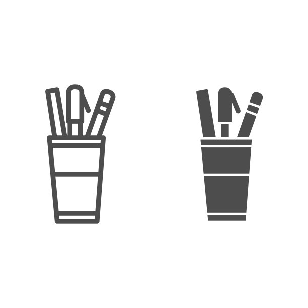 文具线和固体图标办公用品图片下载