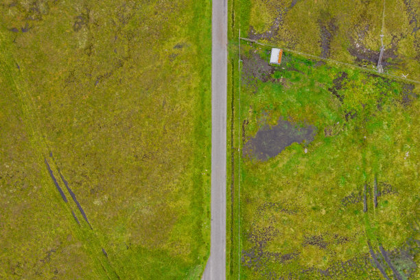 设得兰群岛公路的鸟瞰图图片下载