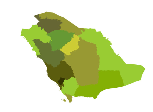 沙特阿拉伯绿色地图剪影孤立图片下载