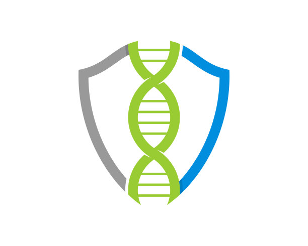 DNA螺旋在屏蔽保护图片下载