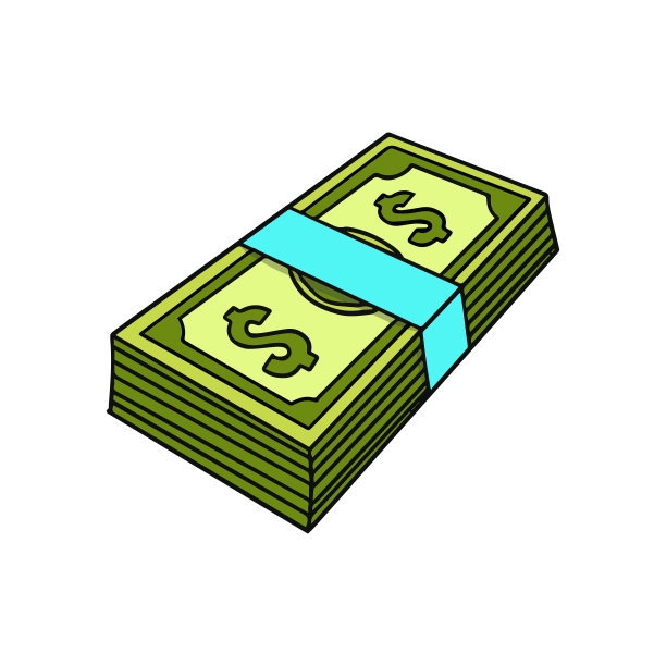 纸币现金矢量图。适合金融，银行或交易。纯色手绘风格图片下载