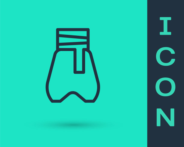 黑线哥萨克裤与腰带图标隔离在绿色背景。哥萨克灯笼裤。向量图片下载