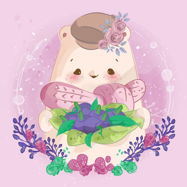 手绘游行可爱的动物。矢量图图片下载