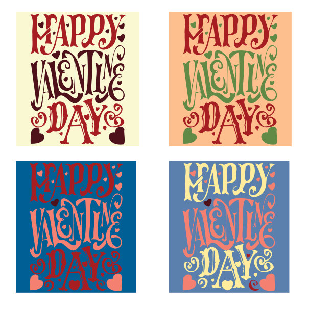 上面刻着“情人节快乐”。贺卡矢量插图。复古装饰艺术风格的构图图片下载