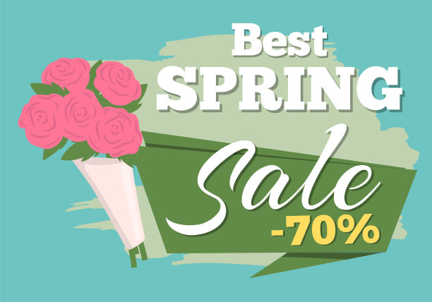 春季标签与鲜花，网络提供向量图片下载