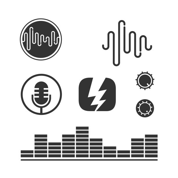 声波标志集合集合-音乐波音符贝斯经典摇滚线曲调歌曲现场流行dj电音部分爵士电台播放波信号流技术图片下载